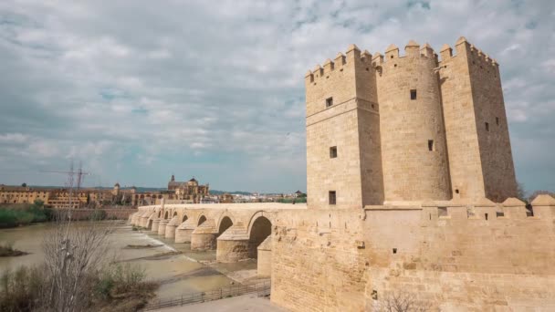 Timelapse Torre Calahorra Puente Romano — Vídeo de stock