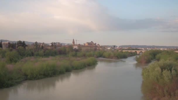 Aerial View Guadalquivir River Cordoba — Vídeo de Stock