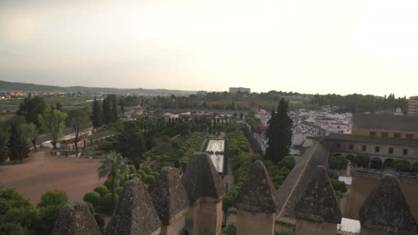 Jardins Alcazar Vistos Uma Torre — Vídeo de Stock