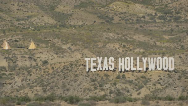 Het Texas Hollywood Bord — Stockvideo