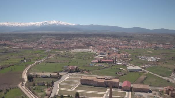 Aerial View Guadix Snowy Mountains — Stock videók