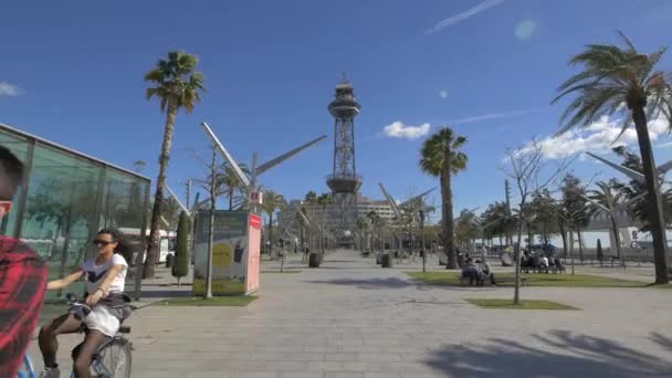 Cable Car Tower Barcelona — Stock Video