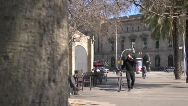 バルセロナの歩道 旅行のコンセプト — ストック動画
