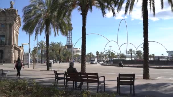 Plaa Les Drassanes Barcellona Concetto Viaggio — Video Stock