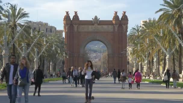 Pessoas Caminhando Parque Ciutadella — Vídeo de Stock