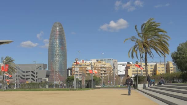 Πύργος Agbar Στη Βαρκελώνη — Αρχείο Βίντεο