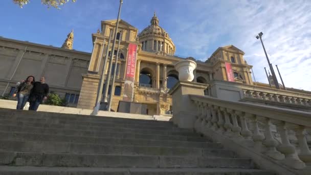 Escaleras Palacio Nacional Barcelona — Vídeo de stock