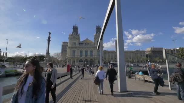 Здание Port Barcelona — стоковое видео