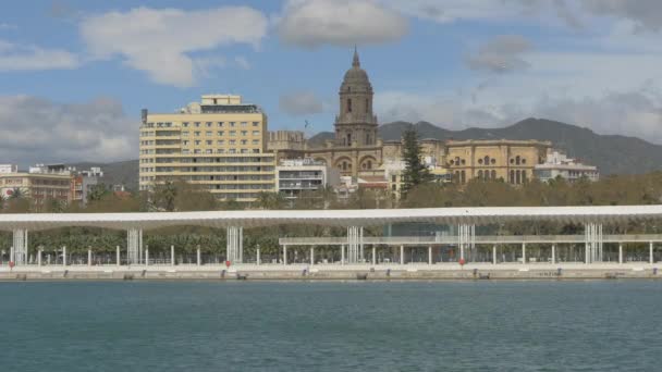 Buildings Malaga Seen Alboran Sea — Stock Video