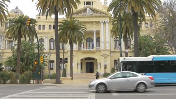 Malaga Belediye Sarayı Nın Önünde Eğil — Stok video