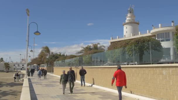 People Walking Alley Lighthouse — Wideo stockowe