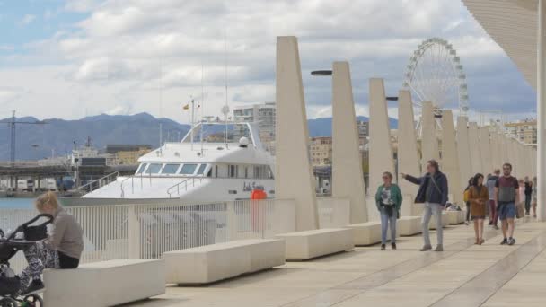 Tourists Walking Muelle Uno Passage — Stock Video