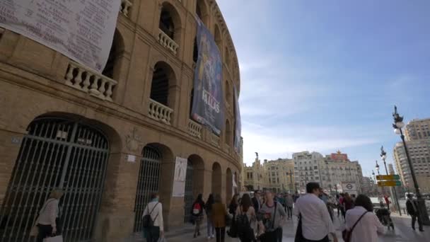 Überfüllter Bürgersteig Valencia — Stockvideo
