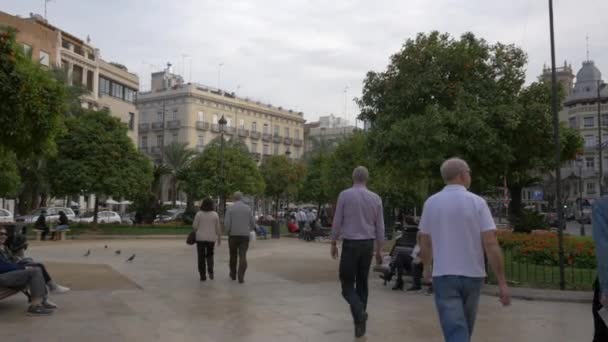 Touristes Marchant Sur Plaza Reina — Video