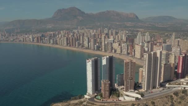 Luchtfoto Van Benidorm Kust — Stockvideo