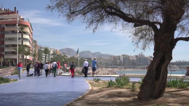 Pessoas Que Visitam Benidorm Espanha — Vídeo de Stock