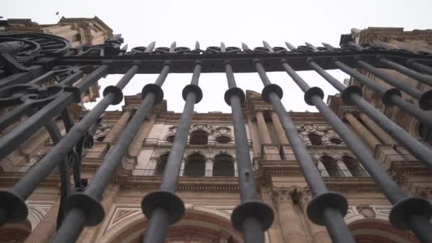 Low Angle Gate Walls Malaga Cathedral — Αρχείο Βίντεο