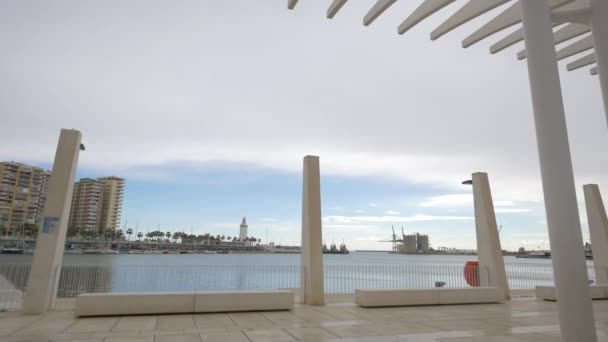 Der Hafen Von Malaga Von Der Muelle Uno Passage Aus — Stockvideo