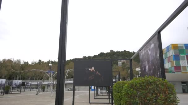 Paneler Med Målningar Gatan — Stockvideo