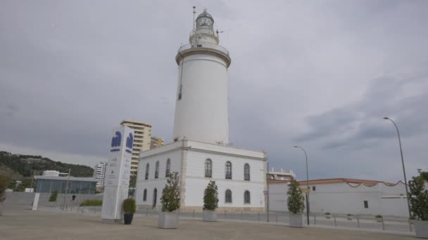 Malaga Spanya Daki Deniz Feneri — Stok video