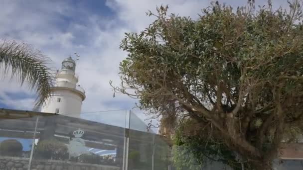 Malaga Daki Deniz Fenerinin Tepesinde — Stok video