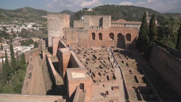 Alcazaba Granada Spanya Ziyaret Edenler — Stok video