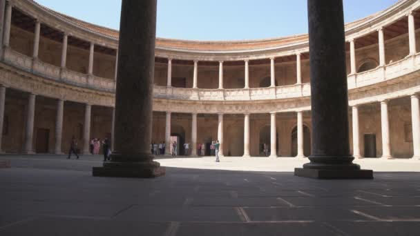 Cirkulär Uteplats Vid Alhambra Slott — Stockvideo