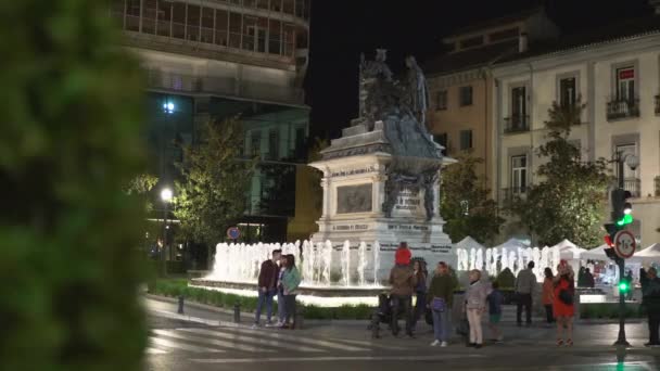 Isabela Άγαλμα Του Κολόμβου Και Σιντριβάνι — Αρχείο Βίντεο