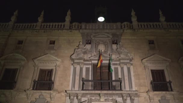 Großaufnahme Des Obersten Gerichtshofs Von Andalusien Der Nacht — Stockvideo