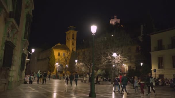 Gece Plaza Santa Ana Yürümek — Stok video