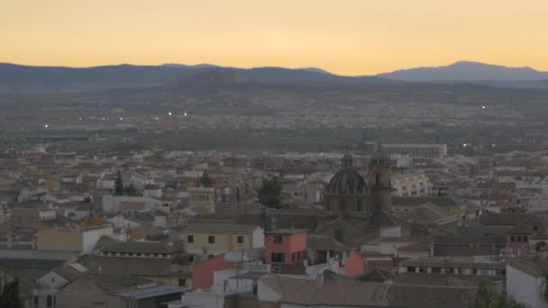 Granada Bij Zonsondergang Landschappelijk Uitzicht — Stockvideo