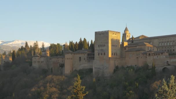 Alhambra Con Generalife Palacios Nazaries — Vídeo de stock