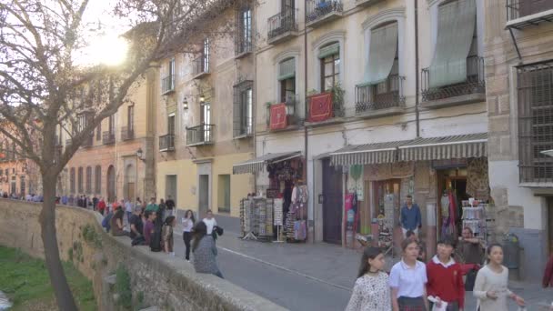 Pessoas Caminhando Longo Ribeira — Vídeo de Stock