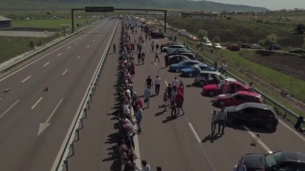 Letecký Pohled Lidi Transylvánii Drag Race — Stock video