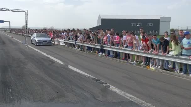 Coches Llegando Línea Meta — Vídeo de stock