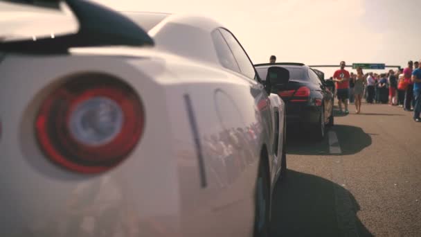 Carros Uma Competição Corrida — Vídeo de Stock