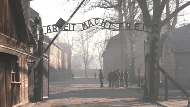 Arbeit Macht Frei Tor Auschwitz — Stockvideo