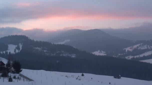 Widok Powietrza Góry Zimą — Wideo stockowe