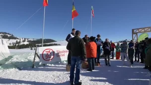 Zwycięzcy Wyścigu Psów Zaprzęgowych — Wideo stockowe