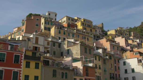 Riomaggiore Daki Eski Renkli Binalar — Stok video