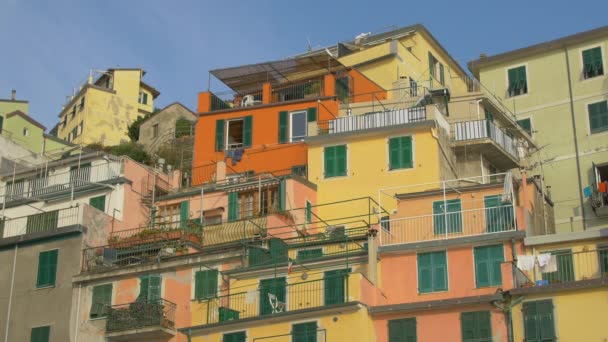 Kleurrijke Gebouwen Cinque Terre — Stockvideo