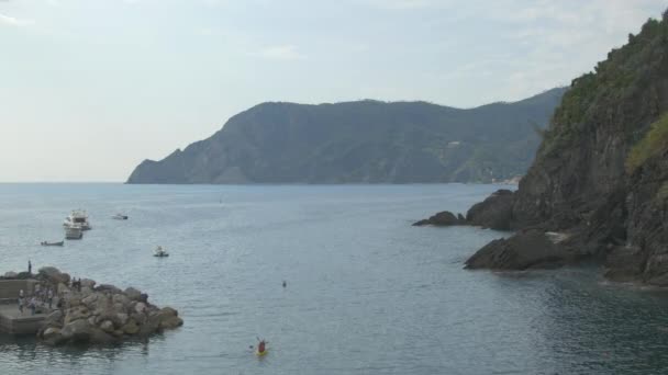 Ligurian Sea Seen Vernazza — Stock Video