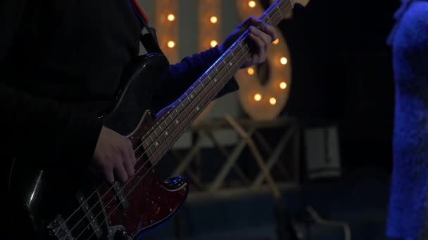 Hands Playing Bass Guitar Stock Video
