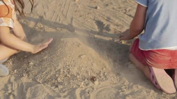 Обрізані Кадри Дітей Граючи Піском — стокове відео