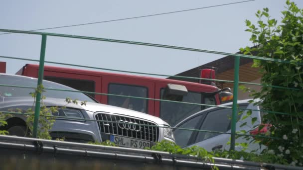 Luz Piscando Cima Caminhão Bombeiros — Vídeo de Stock