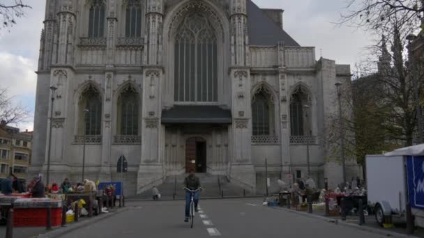 Opbouw Van Sint Pieterskerk Leuven — Stockvideo