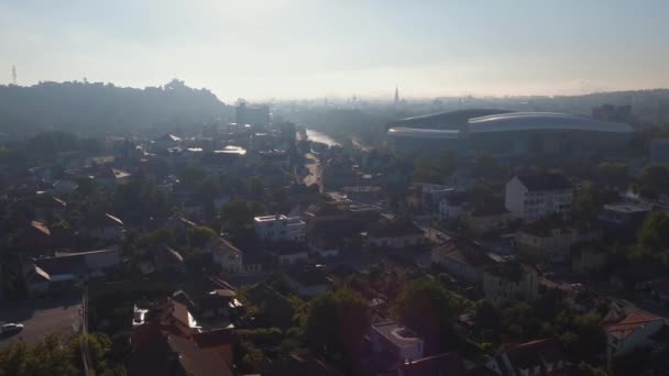 Aerial View Buildings Rooftops Cluj Napoca — Stock Video