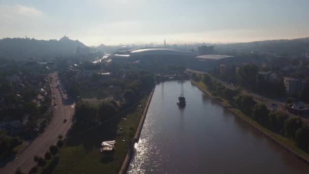 Вид Повітря Річку Сомеш Клуж Напоці — стокове відео