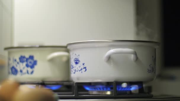 炉灶上的锅子 — 图库视频影像