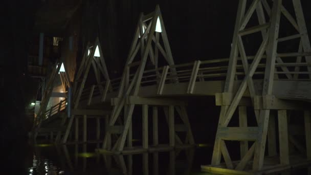 Drewniany Most Kopalni Soli Turda — Wideo stockowe
